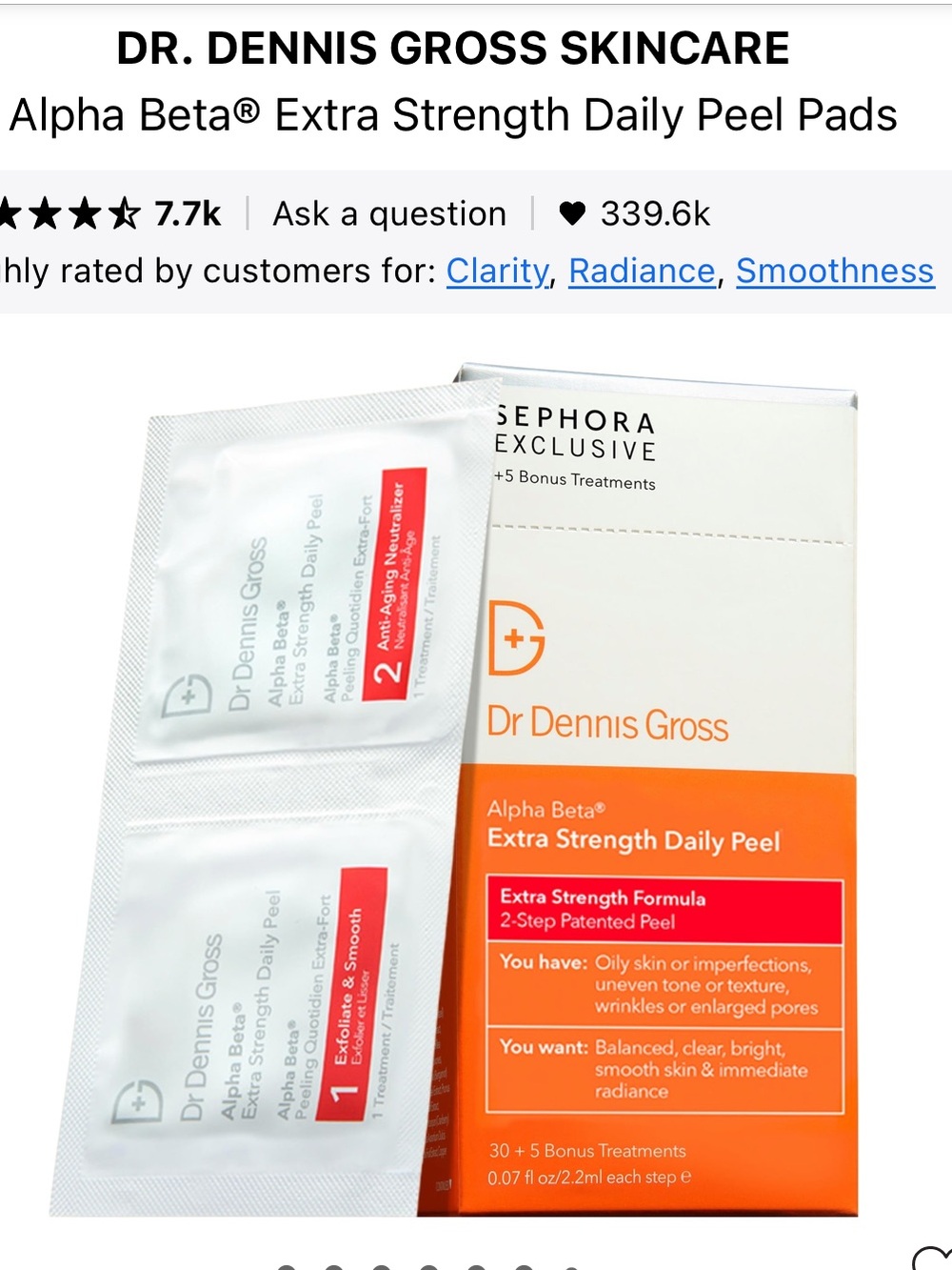 Dr. Dennis Gross Alpha Beta Extra Strength Daily Peel Pads